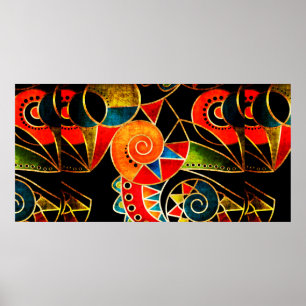 Poster motif ethnique tribal Abstrait brillant