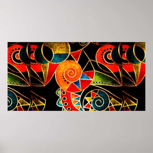 Poster motif ethnique tribal Abstrait brillant (Devant)