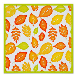 Poster Motif Feuille coloré