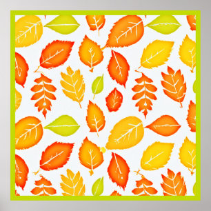 Poster Motif Feuille coloré