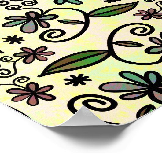 Poster Motif Feuilles Vertes (Coin)