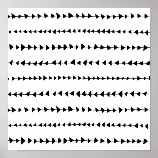 Poster Motif Flèches aztèques en noir blanc (Devant)