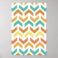Motif flèches chevron rétro orange sarcelle or