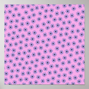 Poster Motif fleur hippie bleu violet chic