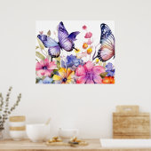 Poster Motif fleur papillon (Cuisine)
