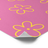 Poster Motif Fleur simple et jaune rétro (Coin)