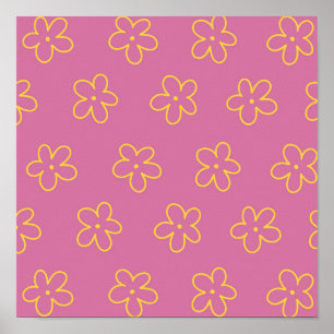 Poster Motif Fleur simple et jaune rétro