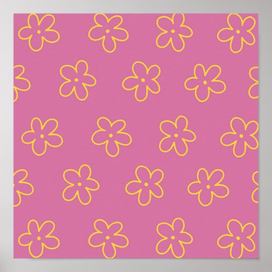 Poster Motif Fleur simple et jaune rétro (Devant)