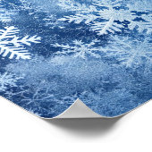 Poster Motif Flocon de Neige Bleu Hiver Gelé (Coin)