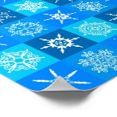 Poster Motif Flocons de Neige Bleus (Coin)