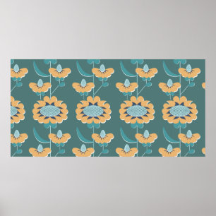Poster motif floral abstrait de style rétro sans couture.