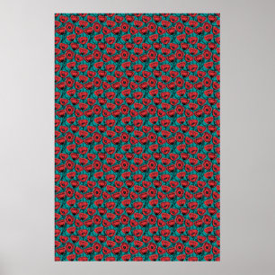 Poster Motif floral abstrait moderne de coquelicot rouge