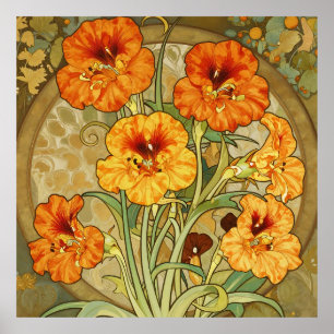 Poster Motif floral Art Nouveau de capucine