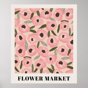 Poster Motif floral audacieux et encré Botanique dessin