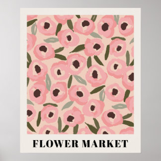 Poster Motif floral audacieux et encré | Botanique dessin