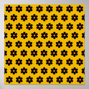 Poster Motif floral botanique d'automne moutarde Papier p