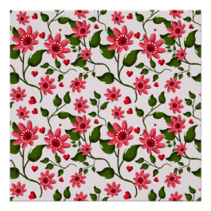 Poster Motif floral coloré sans couture Fleur lumineuse