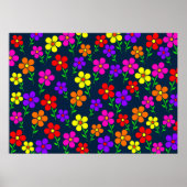 Poster Motif floral de fleurs colorées (Devant)