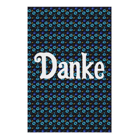 Poster Motif floral fleurs bleues (Devant)