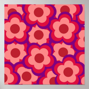 Poster Motif floral hippie rétro de couleur audacieuse