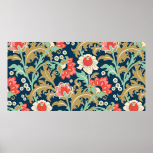Poster Motif floral incolore dans le style folk avec