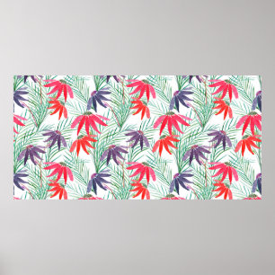 Poster Motif floral incomparable. Fleurs rouges, violette