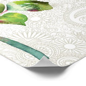 Poster Motif Floral Orné Avec Rose Aquarelle Rose (Coin)