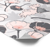 Poster Motif floral rose gris féminin (Coin)
