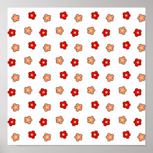 Poster Motif floral rose prépa sur fond blanc