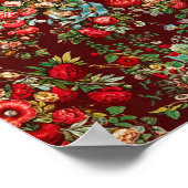 Poster Motif Floral rouge Élégant Vintage (Coin)