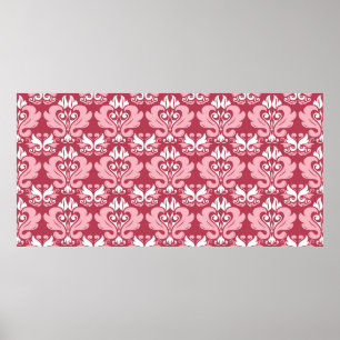 Poster Motif floral rouge sans couture. Fond de couleur r