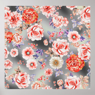 Poster Motif floral sans couture, avec design fleur migno
