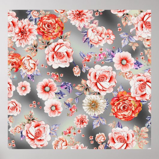 Poster Motif floral sans couture, avec design fleur migno (Devant)