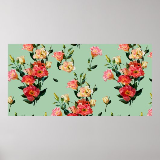 Poster Motif floral sans couture dans le style victorien. (Devant)