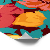 Poster Motif floral sans couture rétro. Anémones (Coin)