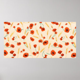 Poster Motif floral sauvage sans couture sur un arrière -