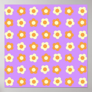 Poster Motif floral simple violet orange Prépa