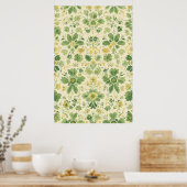 Poster Motif floral vert et jaune intemporel (Cuisine)