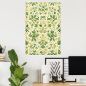 Poster Motif floral vert et jaune intemporel (Bureau à domicile)