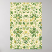 Poster Motif floral vert et jaune intemporel (Devant)