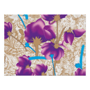 Poster Motif floral vif avec violet et bleu f