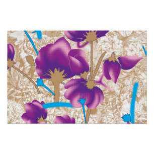 Poster Motif floral vif avec violet et bleu f