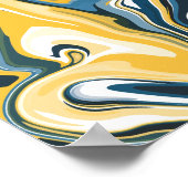 Poster Motif fluide bleu et jaune abstrait (Coin)