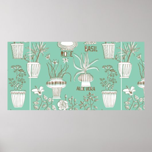Poster Motif fluide floral (Devant)