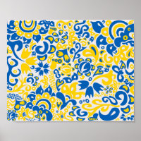 Motif folklorique aux couleurs du drapeau ukrainie