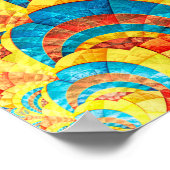 Poster Motif fractal bleu, jaune et orange (Coin)