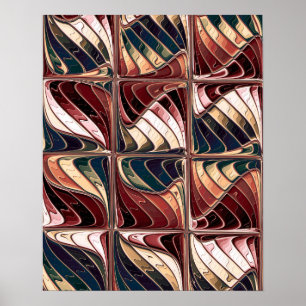 Poster Motif fractal ondulé