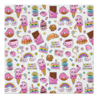 Poster Motif Funny Unicorn Magique Arc-en-ciel mou