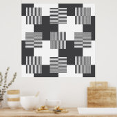 Poster Motif géométrique Abstrait noir et blanc (Cuisine)