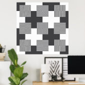 Poster Motif géométrique Abstrait noir et blanc (Bureau à domicile)